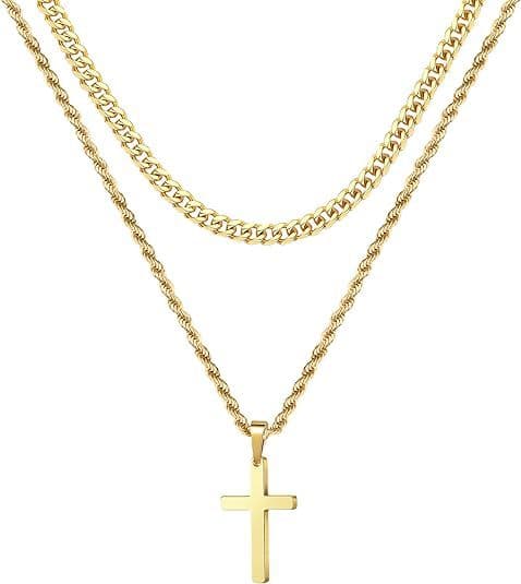 メンズアクセサリー 十字架モチーフ 捻りチェーンネックレス