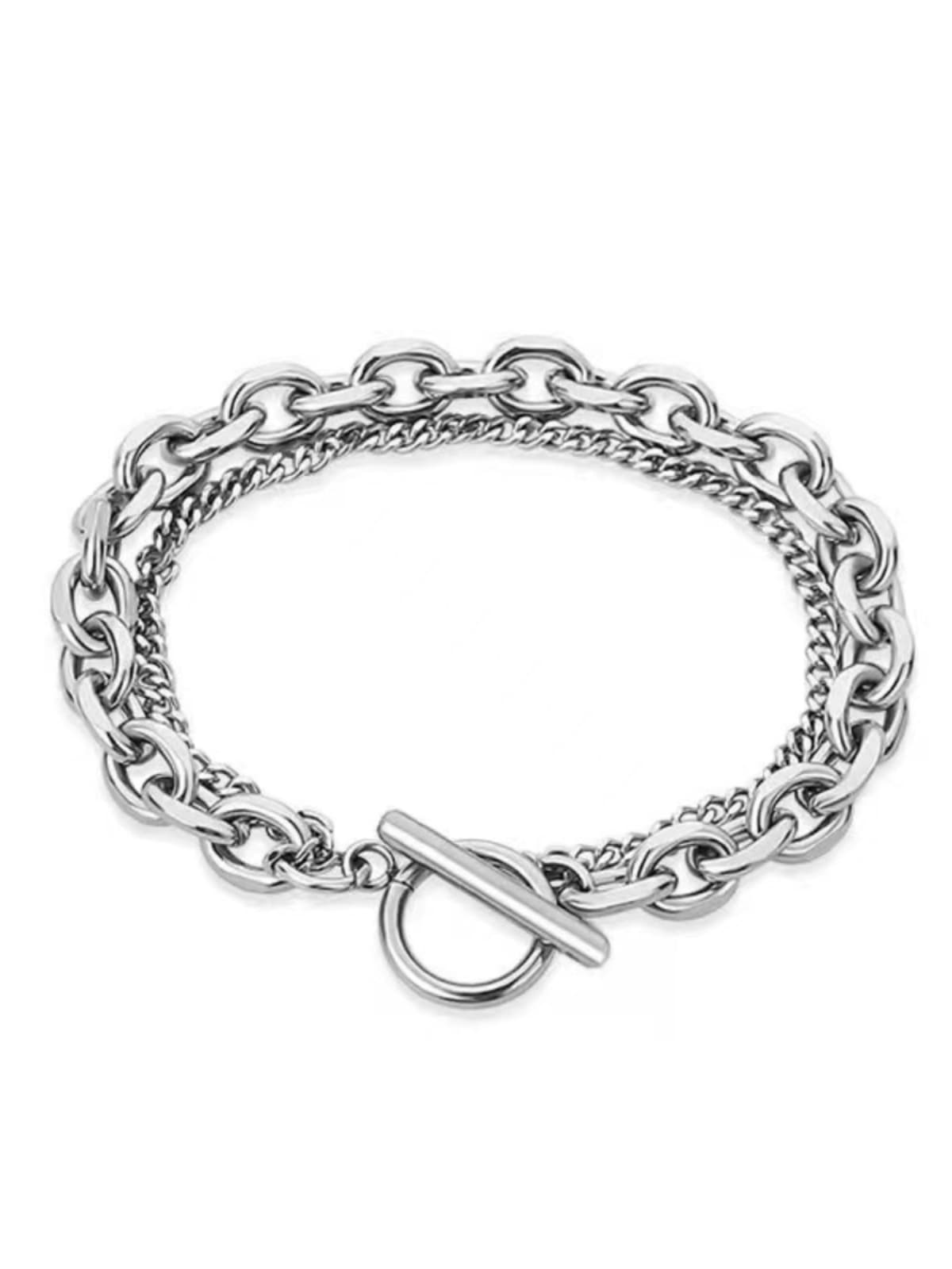 メンズアクセサリー 重ね織りチェーン留め具ブレスレット