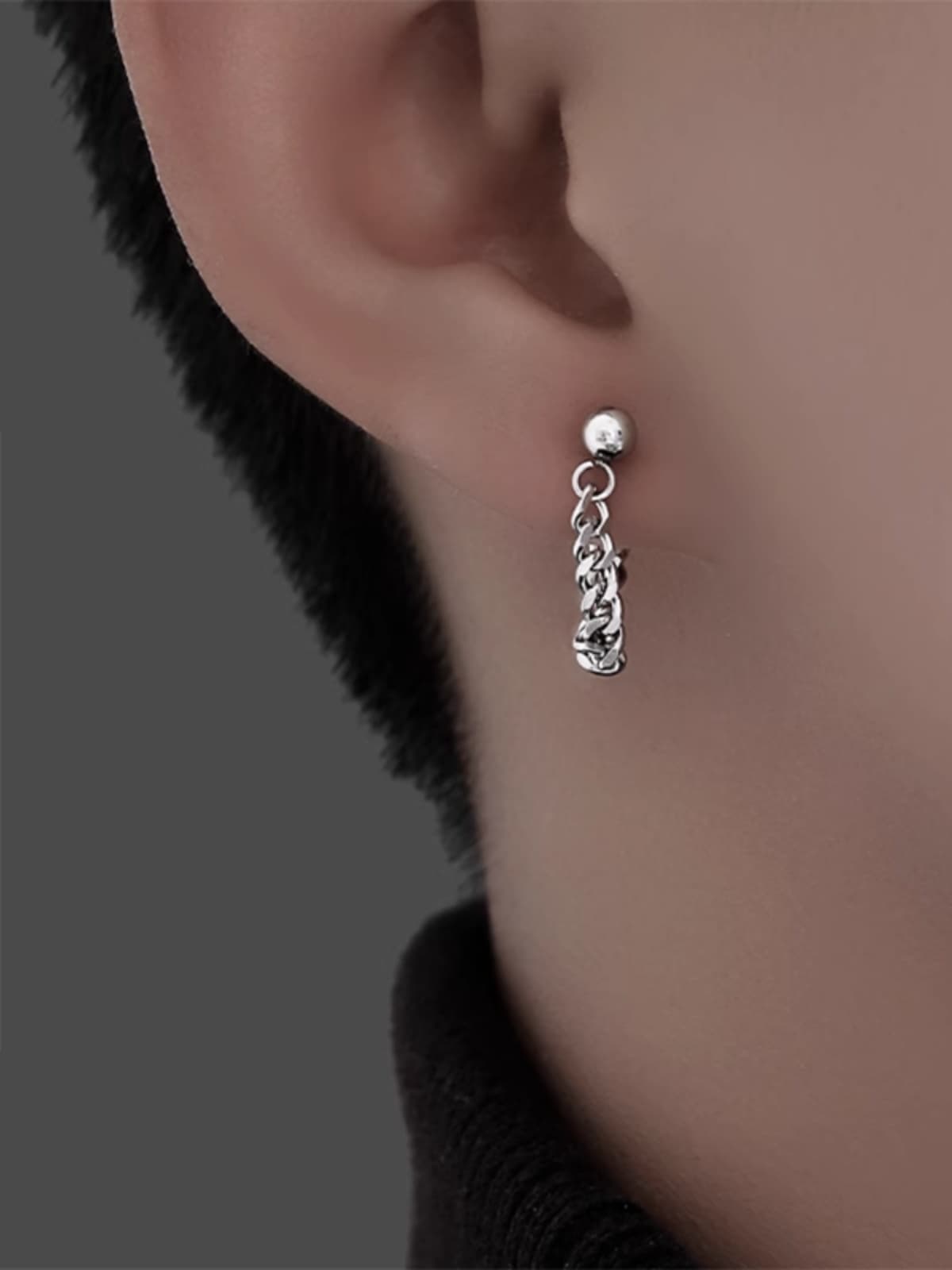 メンズアクセサリー ピアス 鎖縄揺れるミニマルピアス