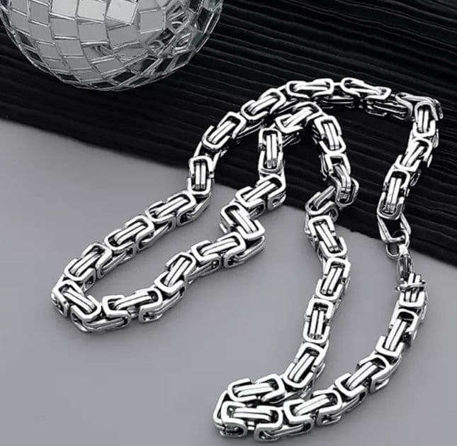 メンズアクセサリー ネックレス 幾何学模様の煌めき鎖ネックレス