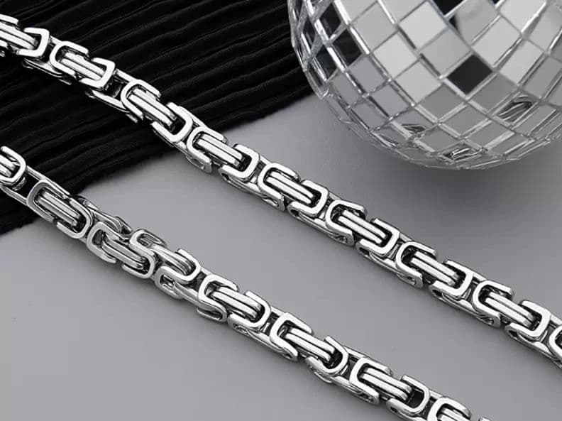 メンズアクセサリー ネックレス 幾何学模様の煌めき鎖ネックレス