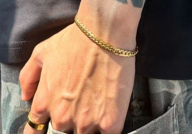 メンズアクセサリー ブレスレット 洗練鎖編みブレスレット