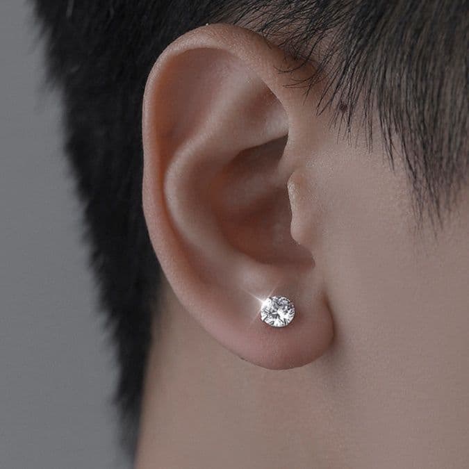 メンズアクセサリー ピアス 煌めき一粒石ピアス