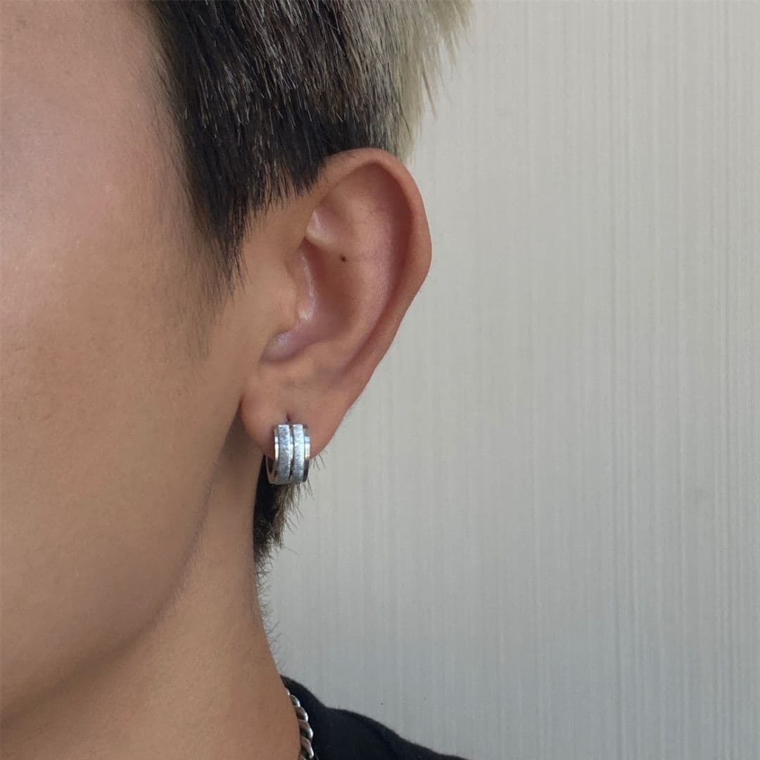 メンズアクセサリー ピアス 三連輪洗練フープピアス