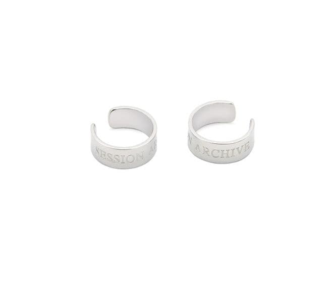 メンズアクセサリー イヤーカフ 刻印入り二連耳掛けリング