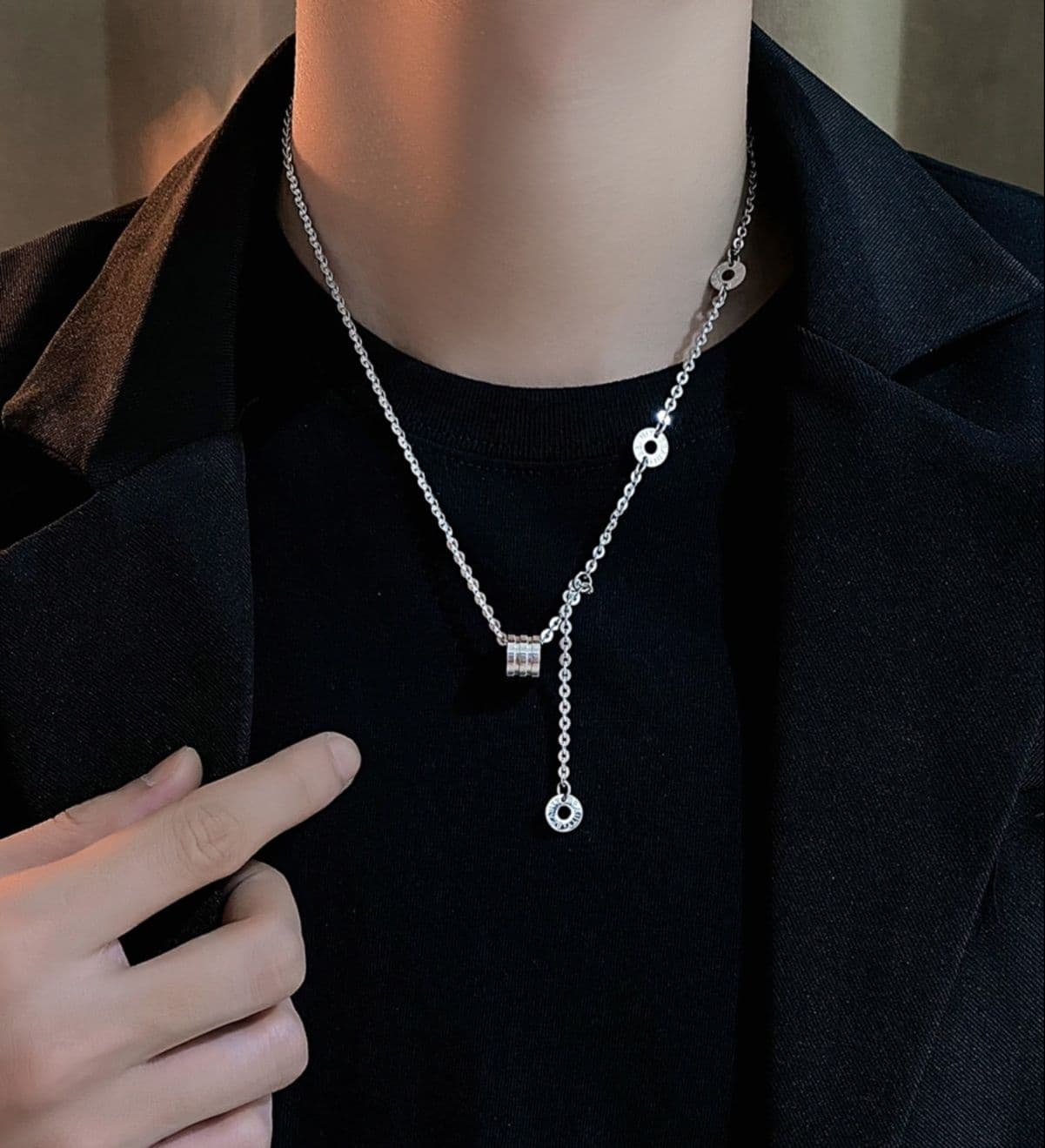 メンズアクセサリー ネックレス 洗練円環ワイヤーネックレス