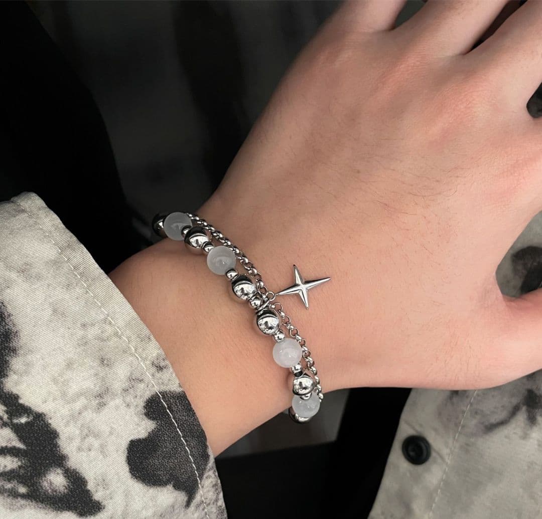 メンズアクセサリー ブレスレット 星十字の輝き天然石ブレスレット