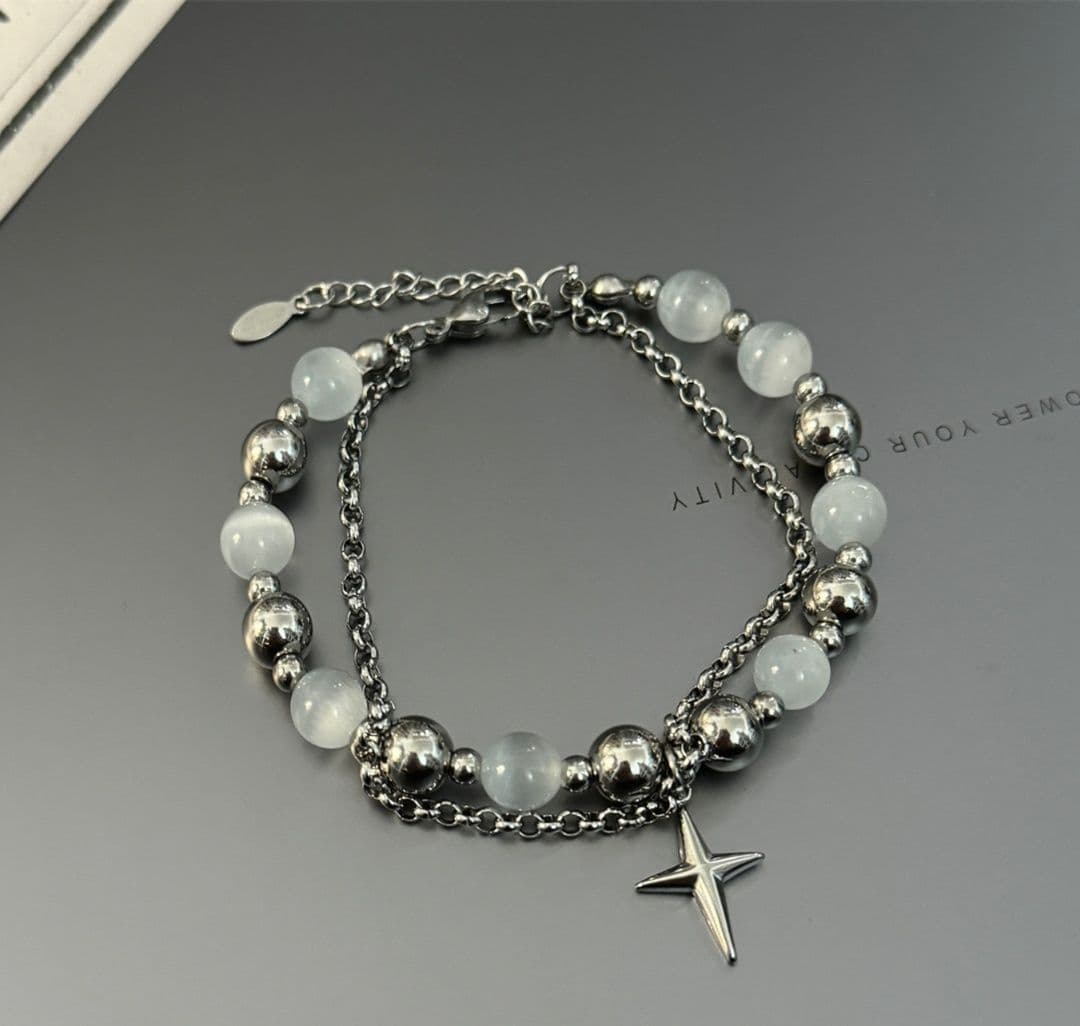 メンズアクセサリー ブレスレット 星十字の輝き天然石ブレスレット