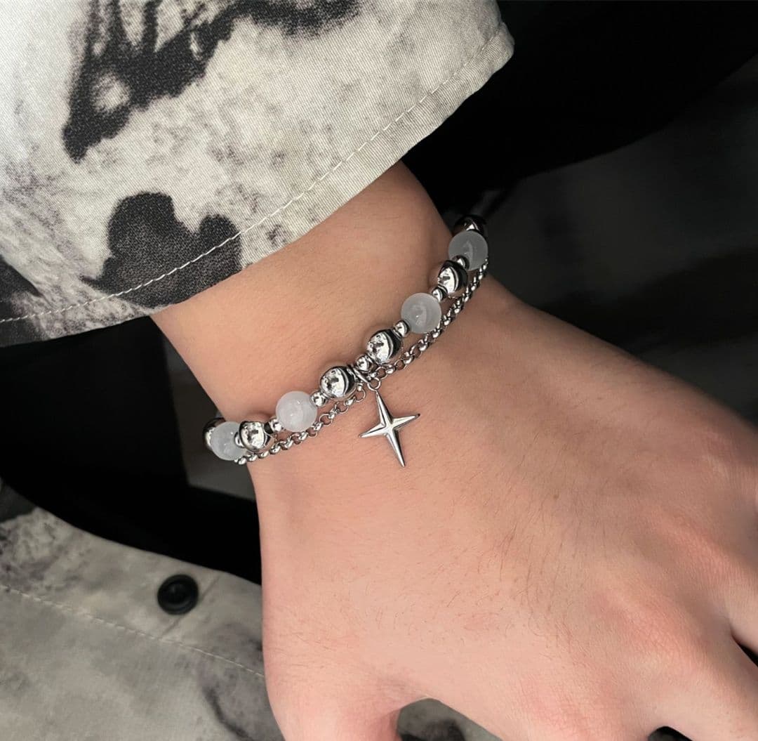メンズアクセサリー ブレスレット 星十字の輝き天然石ブレスレット