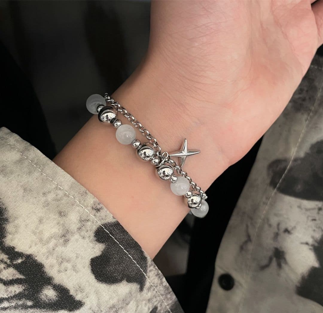 メンズアクセサリー ブレスレット 星十字の輝き天然石ブレスレット