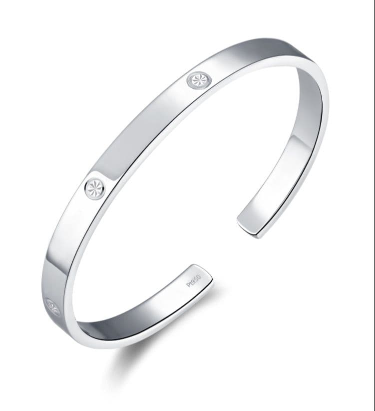 メンズアクセサリー バングル 雪結晶模様 洗練バングル