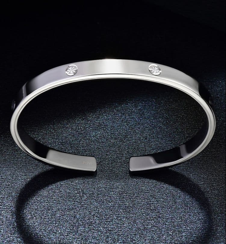 メンズアクセサリー バングル 雪結晶模様 洗練バングル