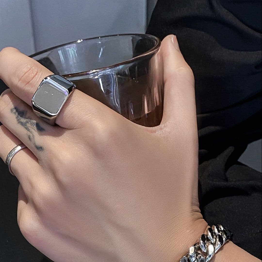 メンズアクセサリー 指輪 方形シグネットリング