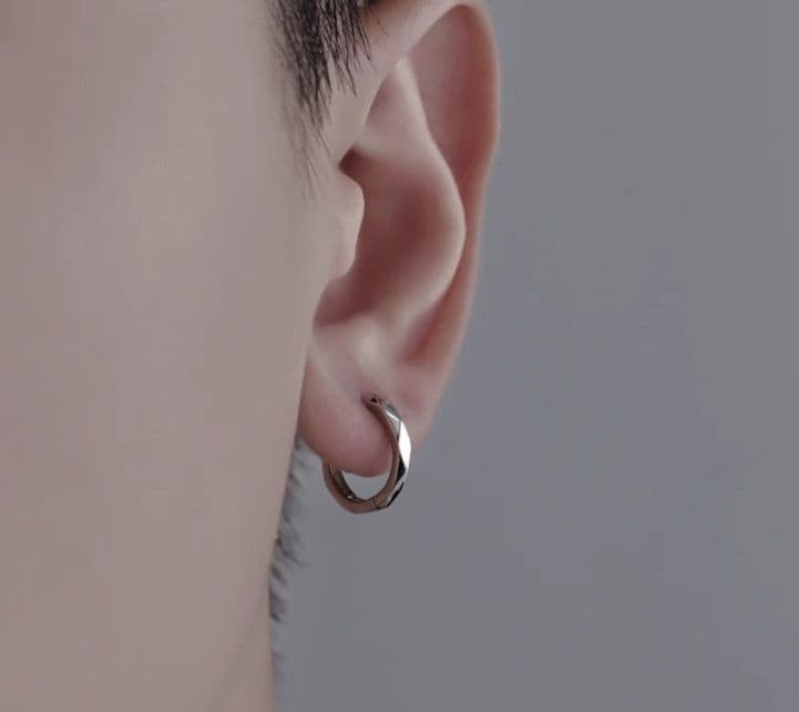 メンズアクセサリー ピアス 純銀切子輪フープピアス