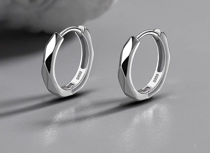 メンズアクセサリー ピアス 純銀切子輪フープピアス