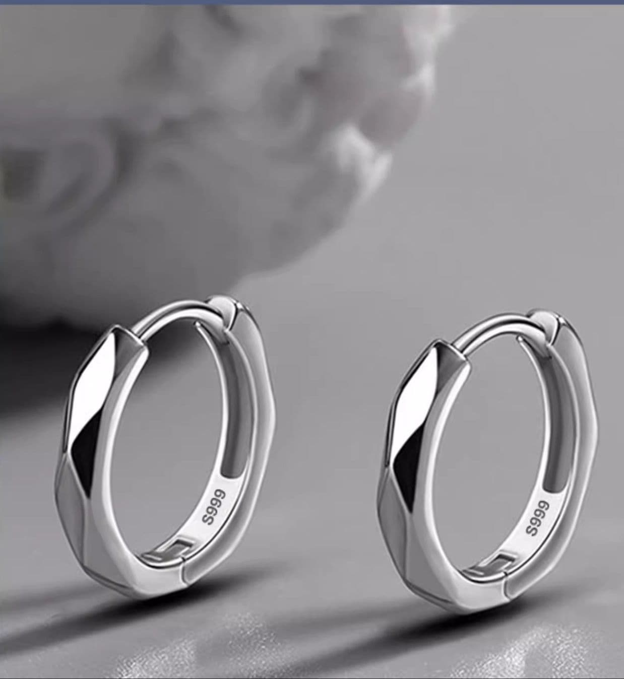 メンズアクセサリー ピアス 純銀切子輪フープピアス