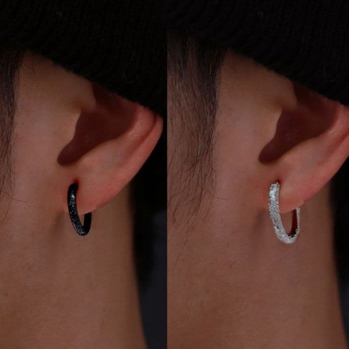 メンズアクセサリー 上質純銀フープピアス