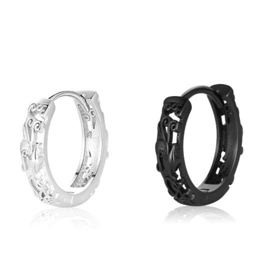 メンズアクセサリー 彫刻模様のフープピアス