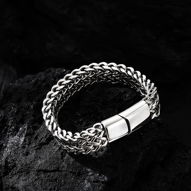 メンズアクセサリー 重厚編み込み鎖バングル