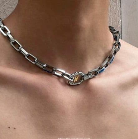 メンズアクセサリー 稲妻モチーフ チェーン ネックレス メンズ カップル対応