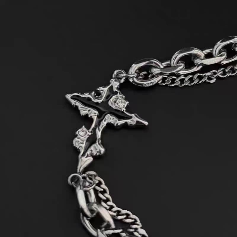 メンズアクセサリー ブレスレット 神秘十字星チェーンブレスレット