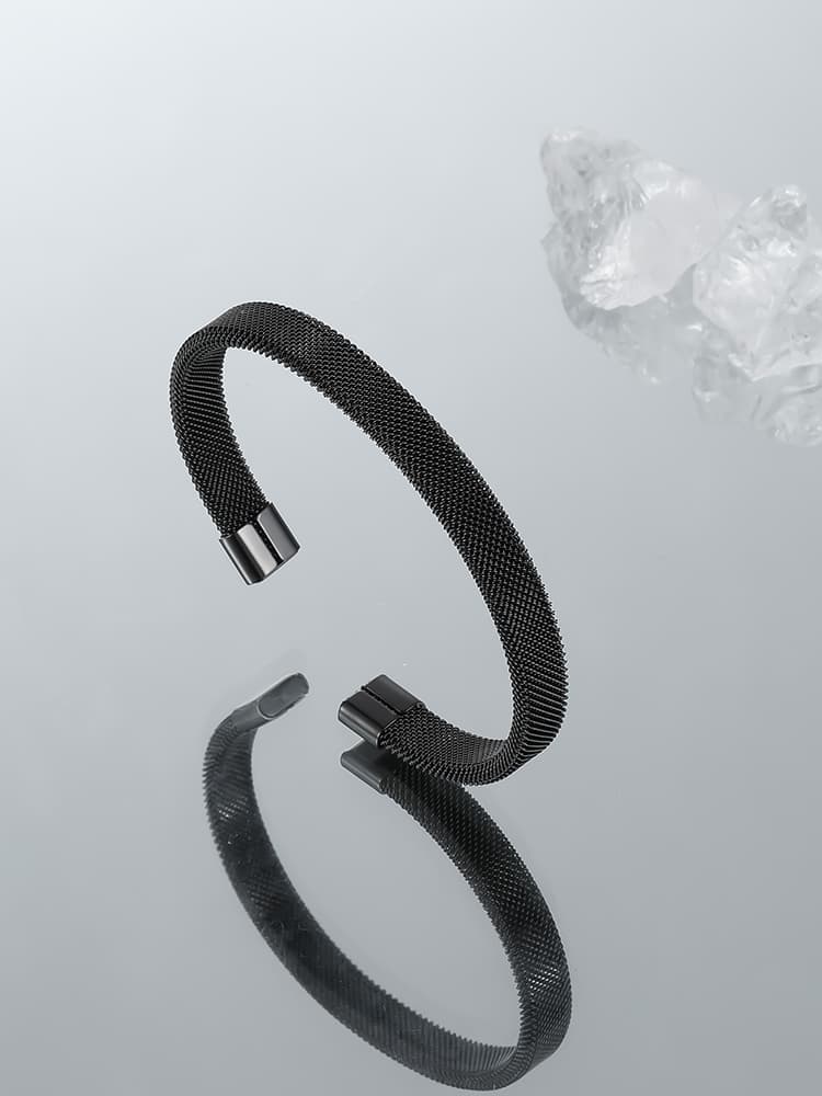 メンズアクセサリー バングル メッシュ編み込み洗練バングル