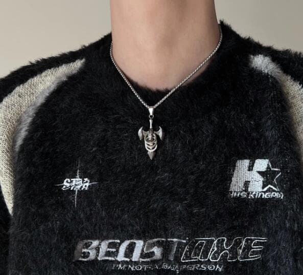 メンズアクセサリー 男性用悪魔羽根モチーフネックレス