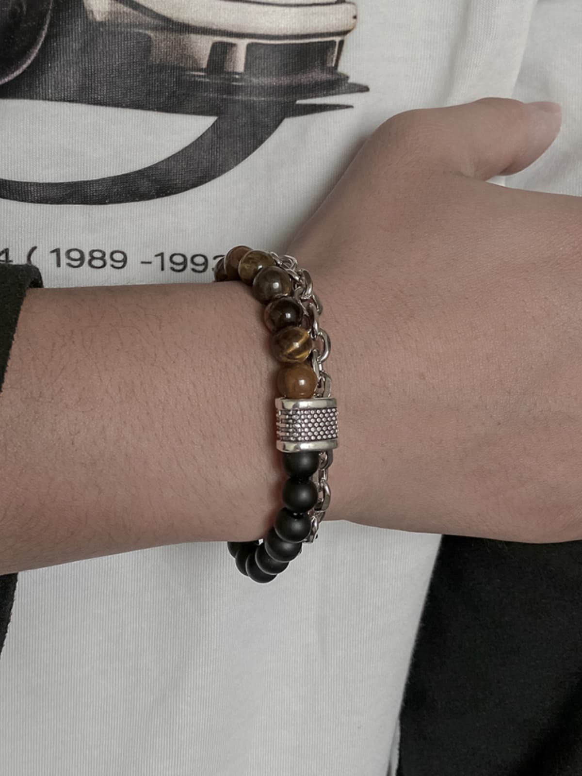 メンズアクセサリー ブレスレット 天然石と鎖のブレスレット