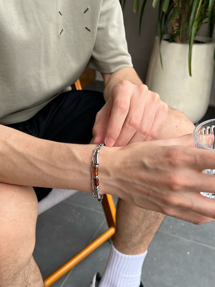 メンズアクセサリー ブレスレット 洗練された筒状チェーンブレスレット