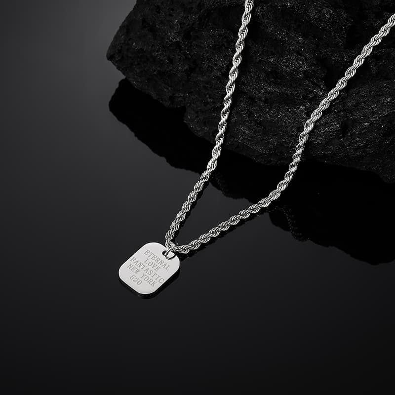 メンズアクセサリー 永遠の愛メッセージプレートネックレス