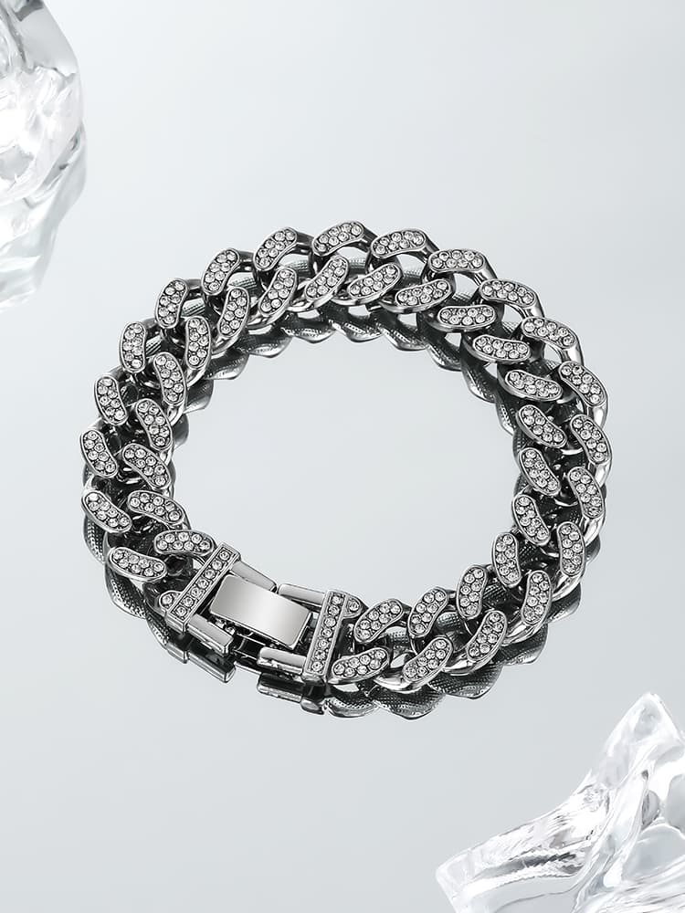 メンズアクセサリー ブレスレット 煌めき鎖状デザインブレスレット