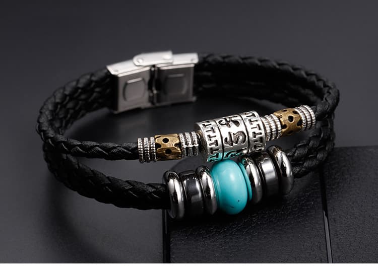 メンズアクセサリー ブレスレット 編み込み革紐のブレスレット