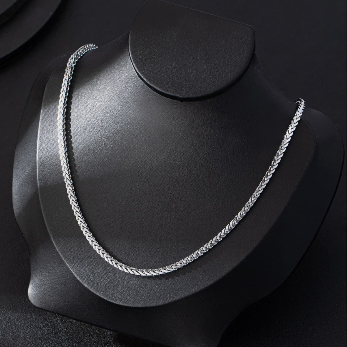 メンズアクセサリー 麦の穂編み細身チェーンネックレス