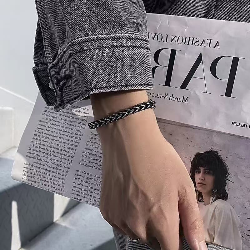 メンズアクセサリー 麦の穂編み込みブレスレット