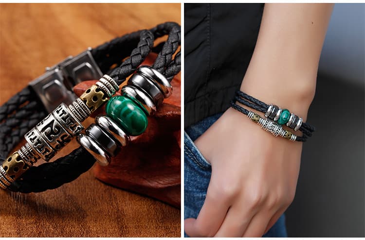 メンズアクセサリー ブレスレット 編み込み革紐のブレスレット