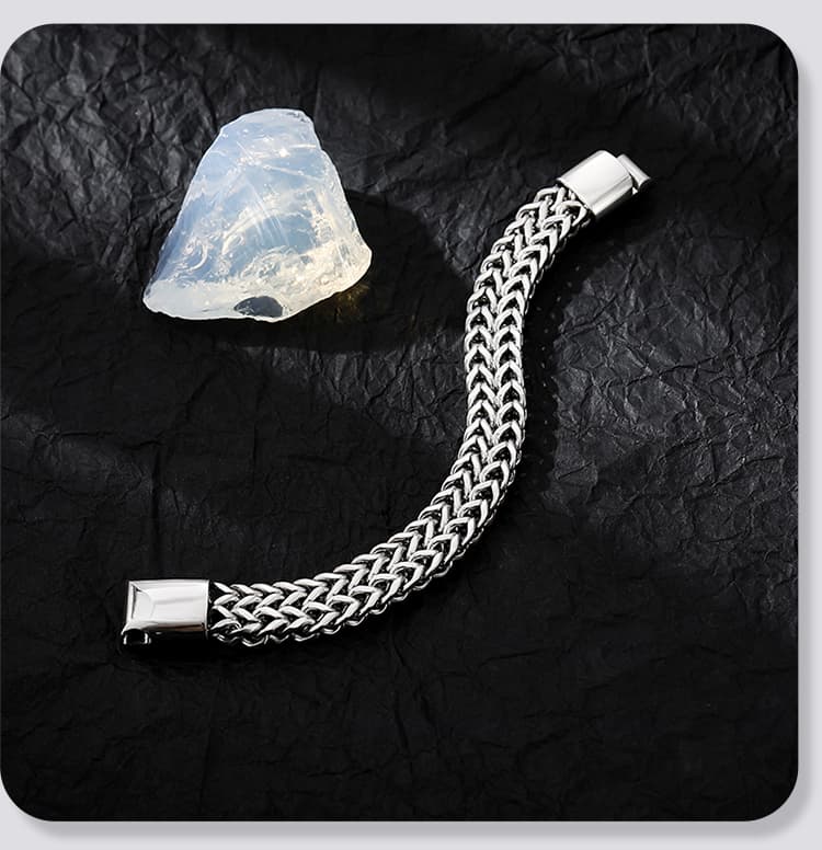 メンズアクセサリー 重厚編み込み鎖バングル