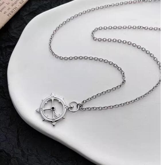 メンズアクセサリー 舵輪モチーフ メンズネックレス シルバーチェーン