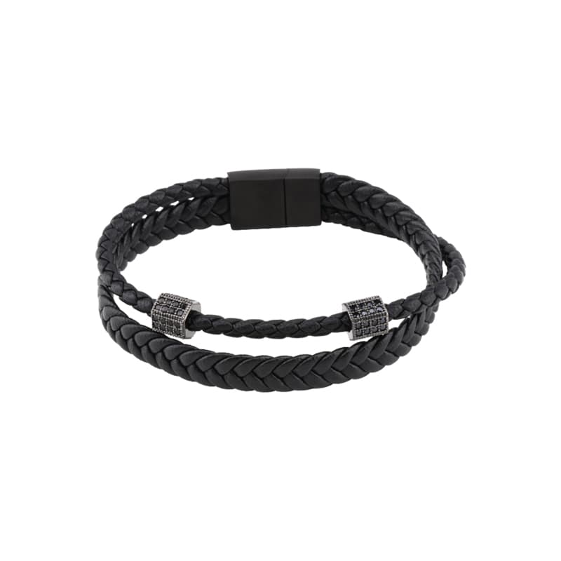 メンズアクセサリー ブレスレット 二重編み込みシンプルブレスレット