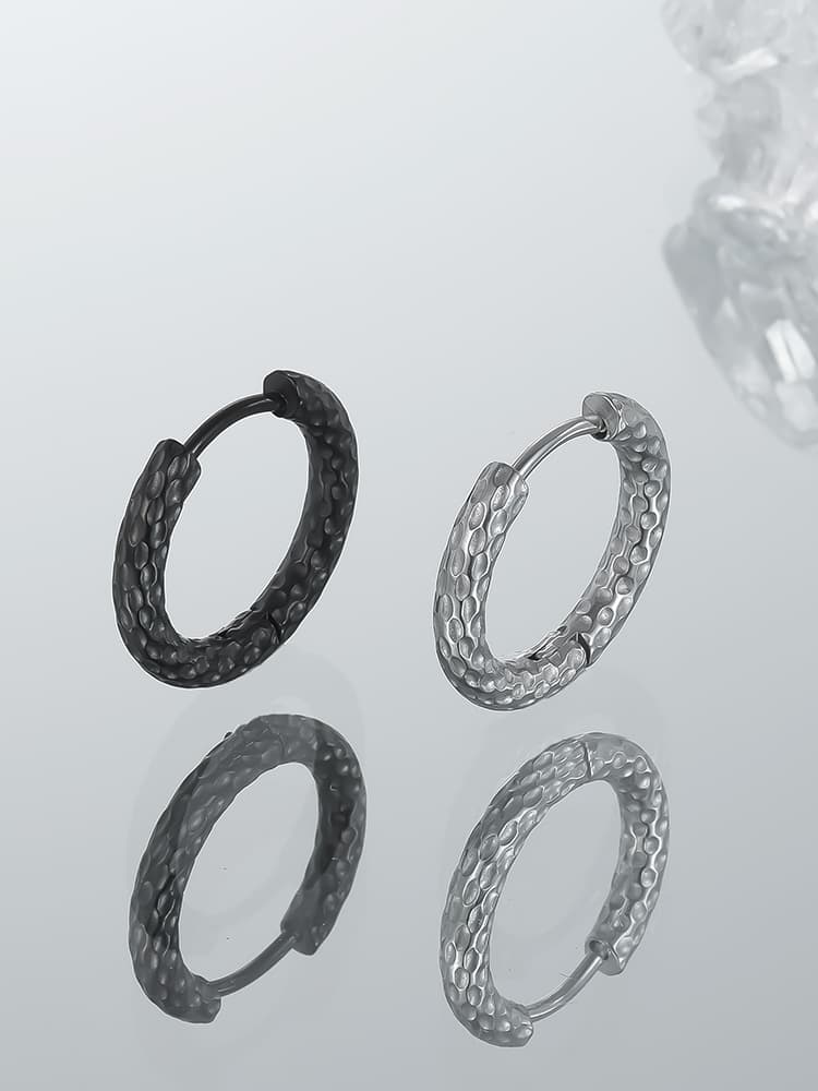 メンズアクセサリー ピアス  鍛造輪刻フープピアス