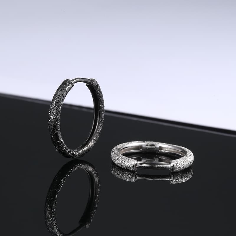 メンズアクセサリー 上質純銀フープピアス