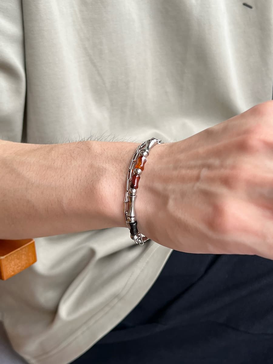 メンズアクセサリー ブレスレット 洗練された筒状チェーンブレスレット