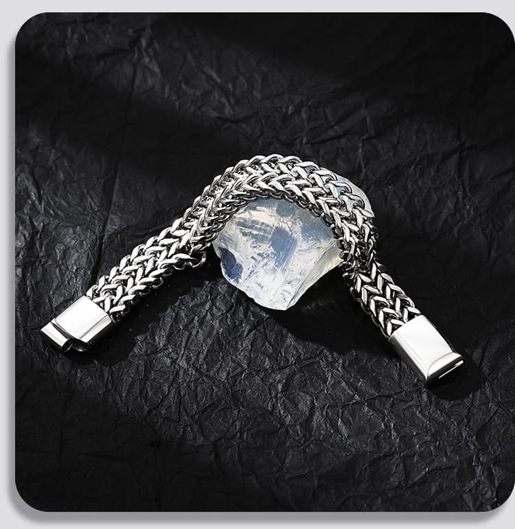 メンズアクセサリー 重厚編み込み鎖バングル