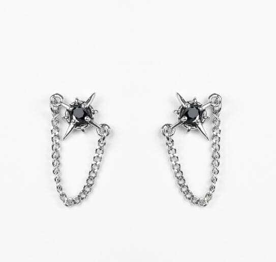 メンズアクセサリー 星型スタッズ チェーン付き メンズピアス