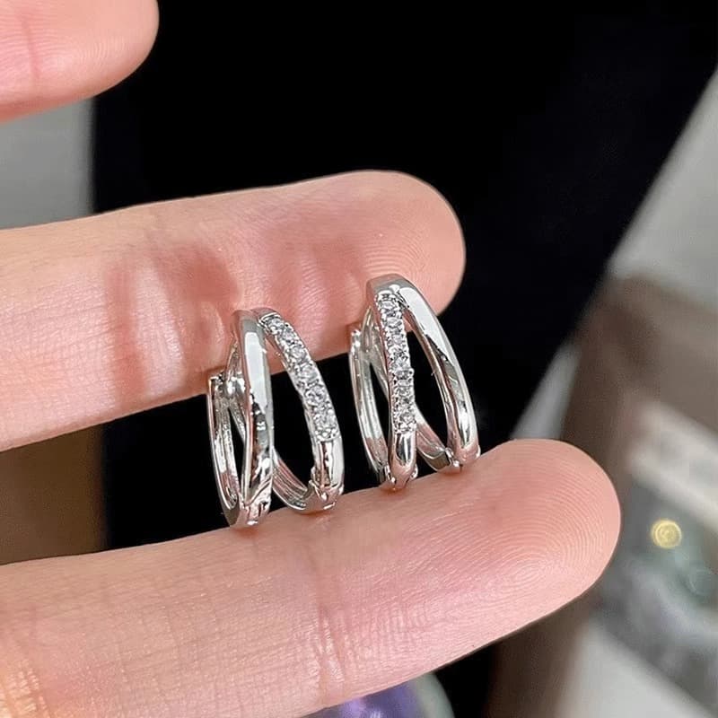 メンズアクセサリー ピアス 洗練交差フープピアス