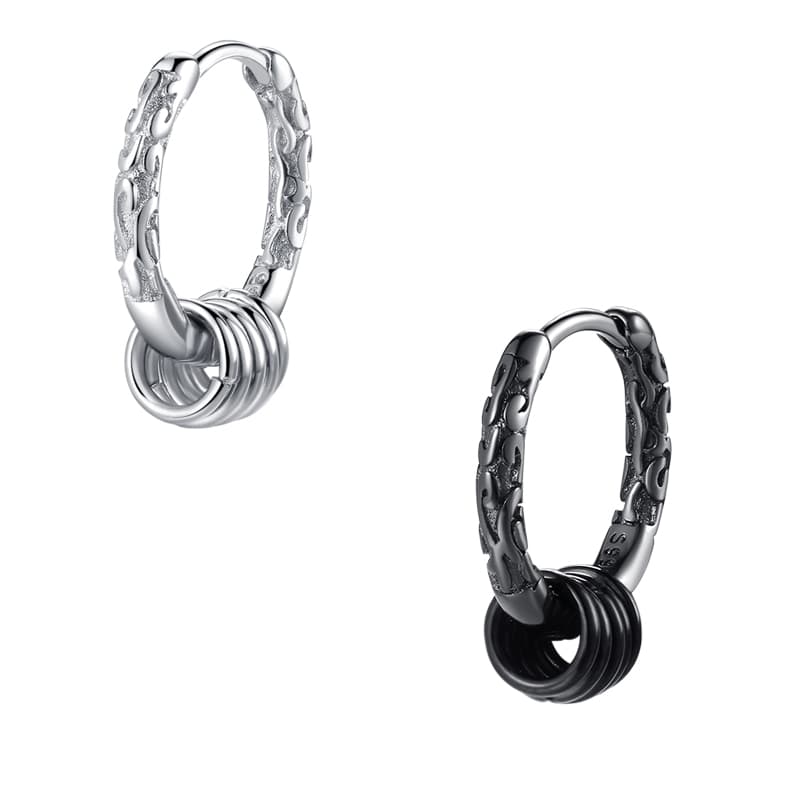 メンズアクセサリー 立体輪舞フープピアス