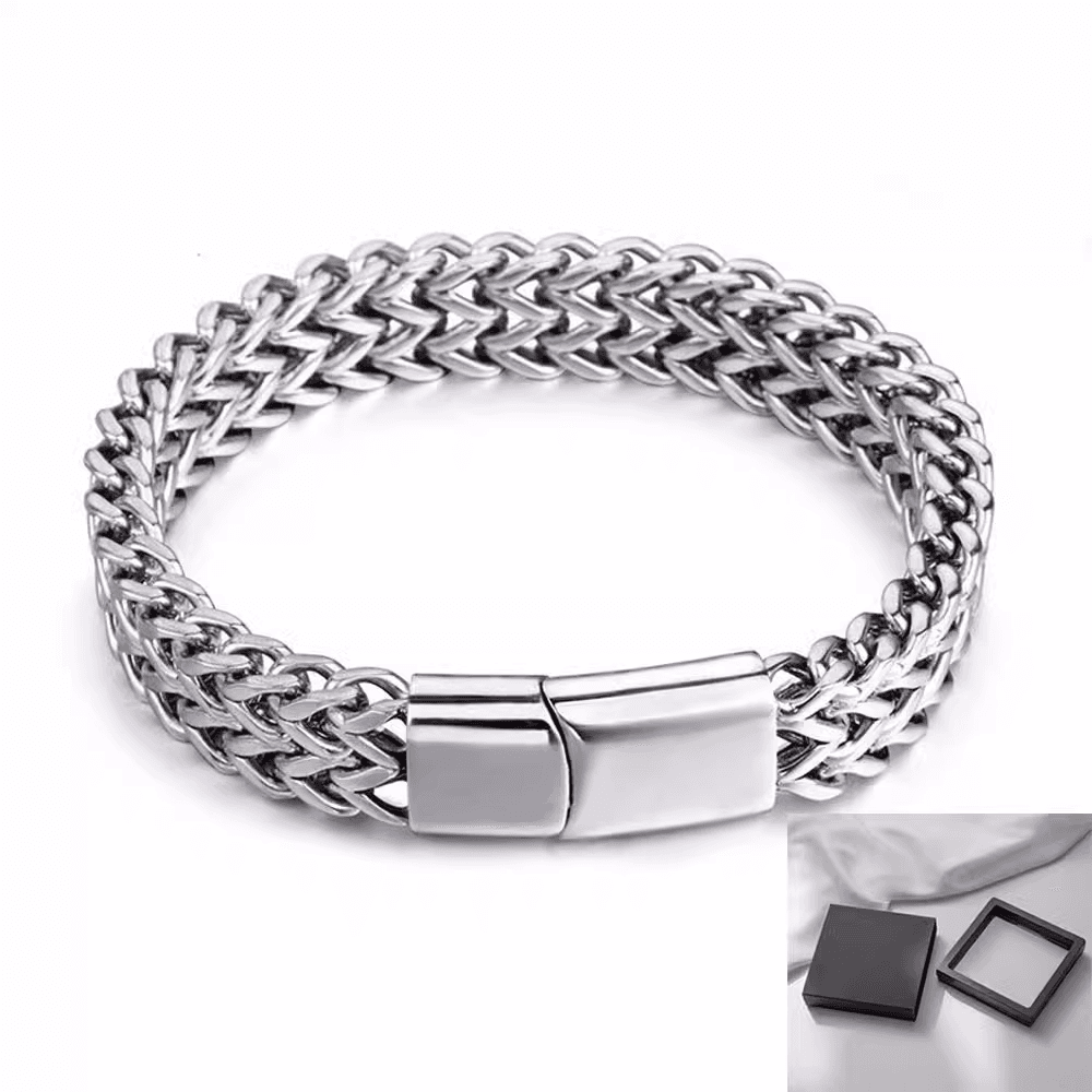 メンズアクセサリー ブレスレット 麦の穂編み鎖ブレスレット