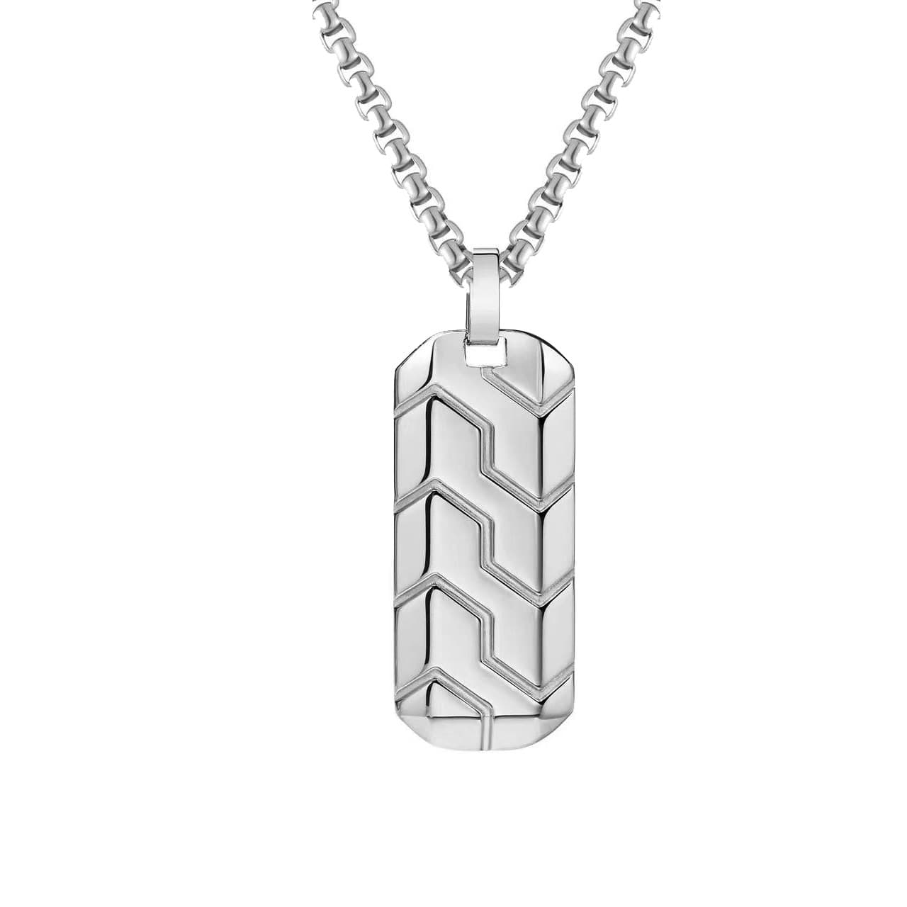 メンズアクセサリー 幾何学模様のプレートネックレス