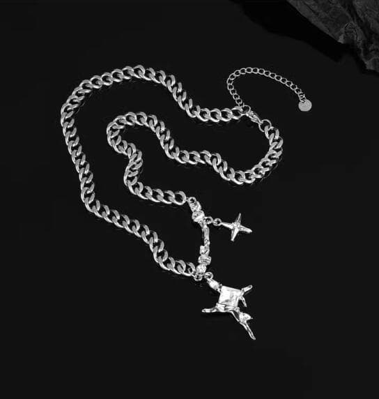 メンズアクセサリー 星モチーフ チェーン ネックレス シルバー メンズ