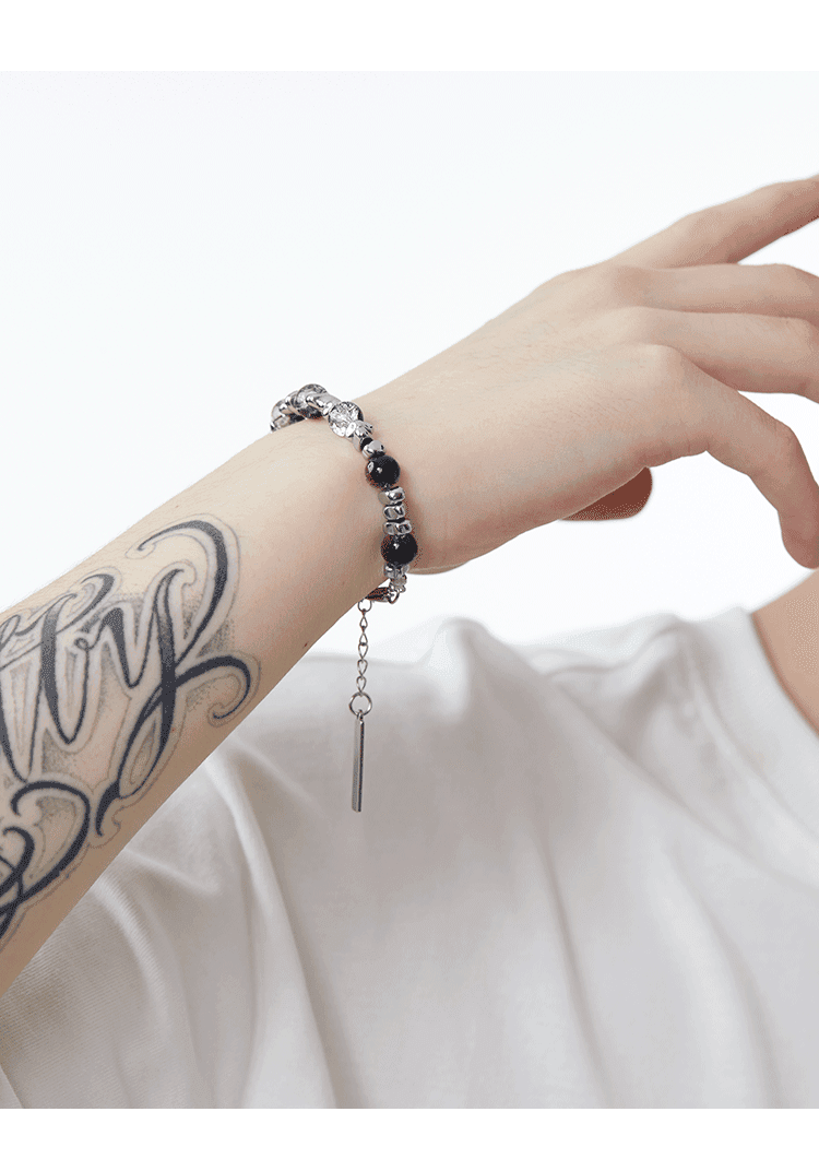 メンズアクセサリー 宝石玉とメタルの調和ブレスレット