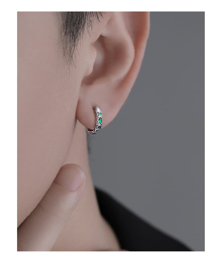 メンズアクセサリー 編み込み風フープピアス